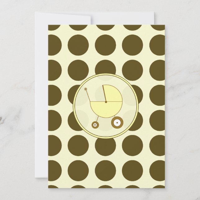 Invitación de Baby Shower al punto de polka amaril (Anverso)