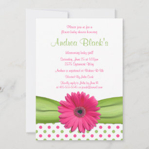 Invitación de Baby Shower al Punto de Polka Verde