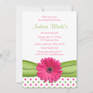 Invitación de Baby Shower al Punto de Polka Verde