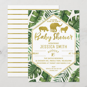 Invitación de Baby Shower al Safari Foliage modern