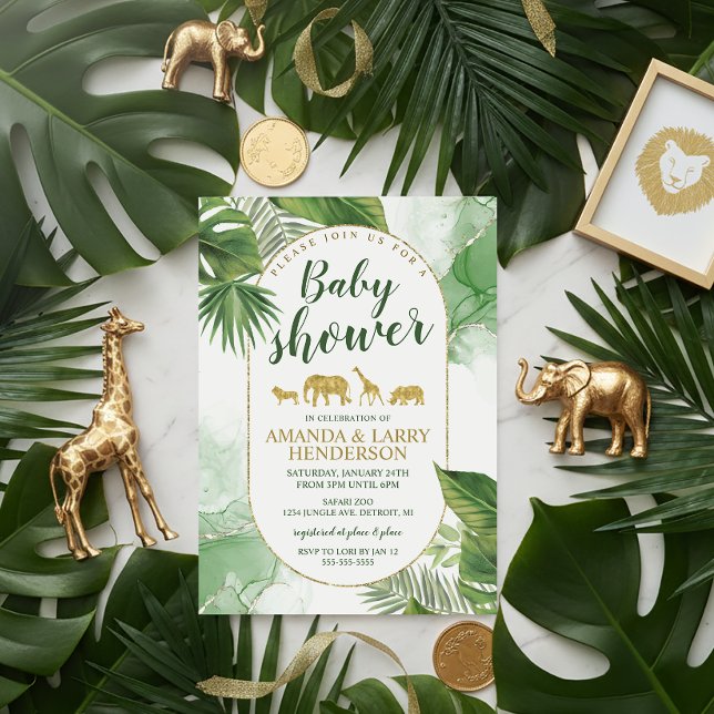 Invitación de Baby Shower al safari tropical (Elegant Safari Baby Shower Invitation)