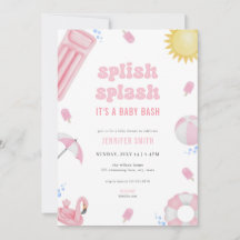 Invitación de Baby Shower al splash de verano rosa