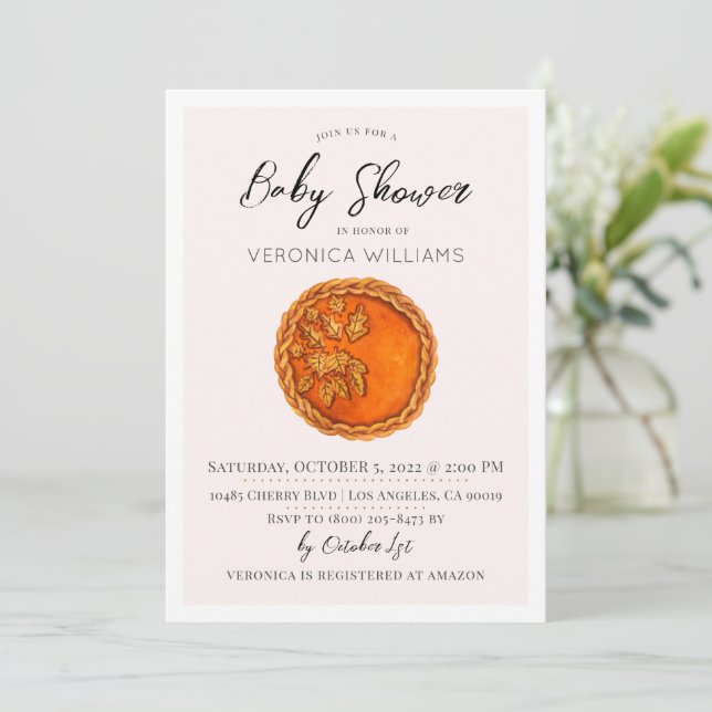 Invitación de Baby Shower al surco de la calabaza  (Anverso de pie)