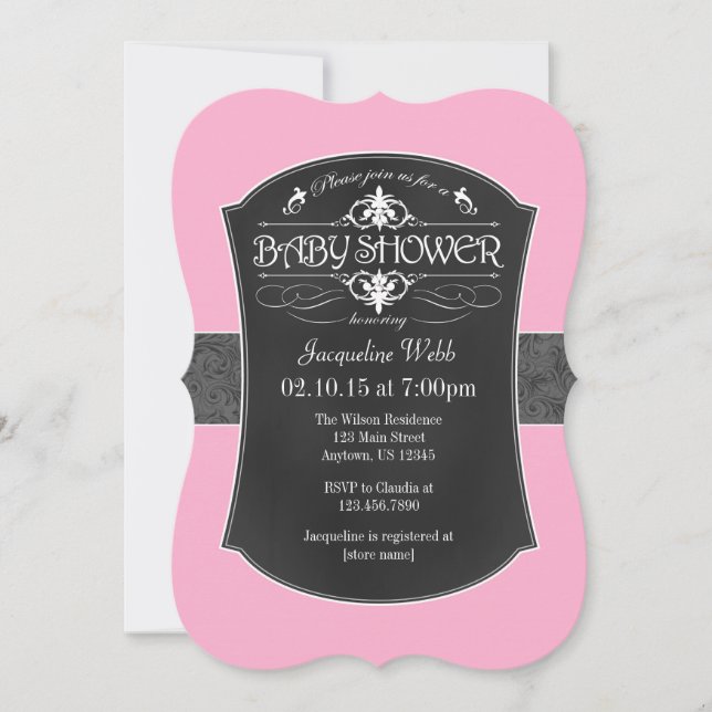 Invitación de Baby Shower al tablero de cromos ros (Anverso)