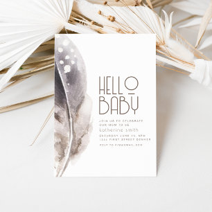 Invitación de Baby Shower al tema Boho Feather