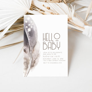Invitación de Baby Shower al tema Boho Feather