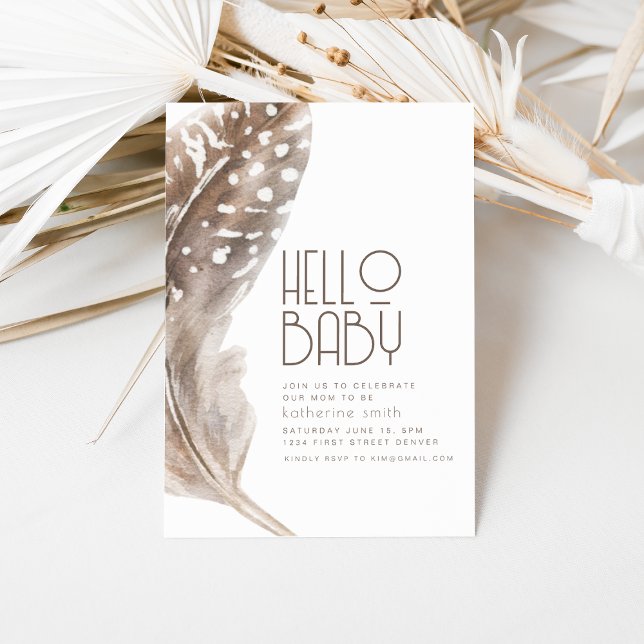Invitación de Baby Shower al tema Boho Feather (Subido por el creador)