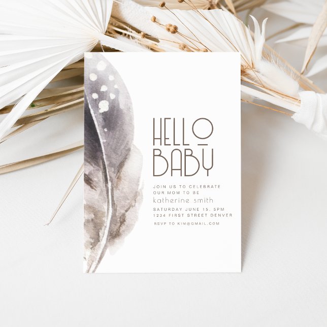 Invitación de Baby Shower al tema Boho Feather (Subido por el creador)