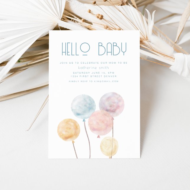 Invitación de Baby Shower al tema de globo acuátic (Subido por el creador)