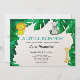 Invitación de Baby Shower al tema de la selva trop