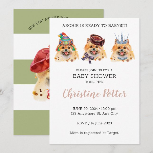 Invitación de Baby Shower al tema de las pipas but (Anverso / Reverso)