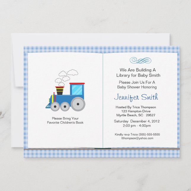 Invitación de Baby Shower al tema del libro (Anverso)