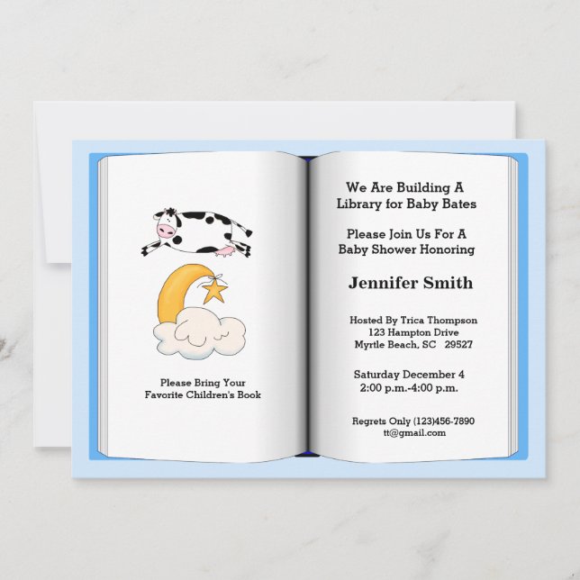 Invitación de Baby Shower al tema del libro (Boy) (Anverso)