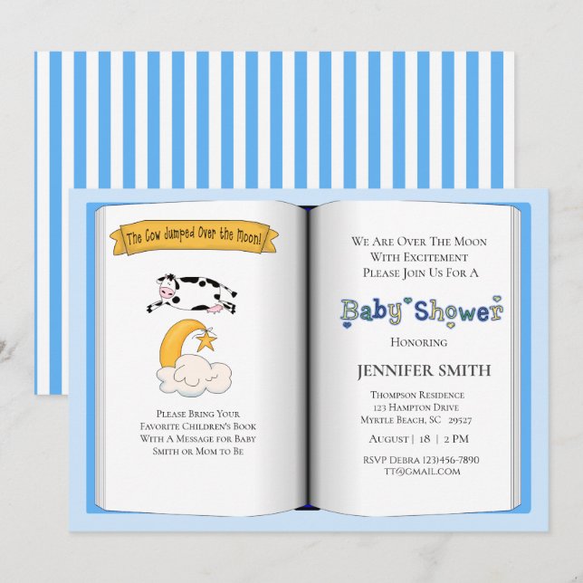 Invitación de Baby Shower al tema del libro (Boy) (Anverso / Reverso)