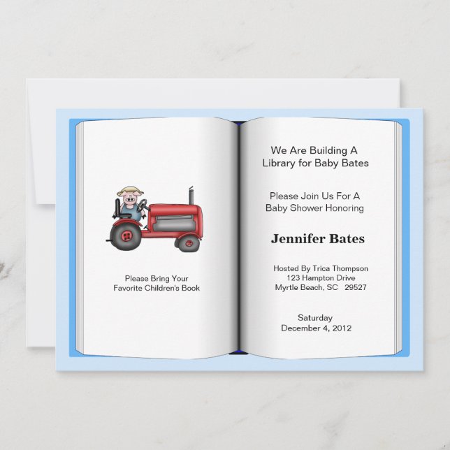 Invitación de Baby Shower al tema del libro (Boy) (Anverso)
