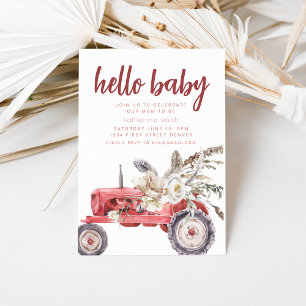 Invitación de Baby Shower al tema del tractor occi
