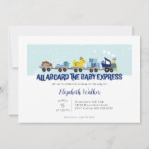 Invitación de Baby Shower al tema del tren de Baby