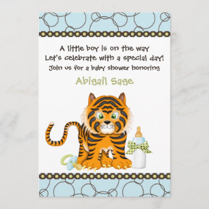 Invitación de Baby Shower al tigre azul para niños