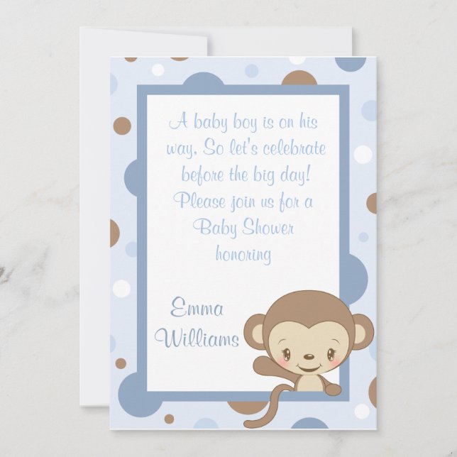 Invitación de Baby Shower al Zoológico de los Mono (Anverso)