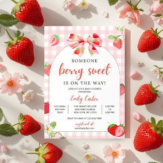 Invitación de Baby Shower Alguien Fresa Dulce