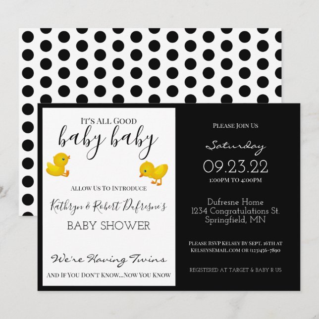 Invitación de Baby Shower "All Good Baby" (Anverso / Reverso)