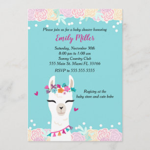 Invitación de Baby Shower Alpaca Face