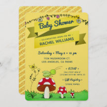 Invitación de Baby Shower amarilla al tema del Pur