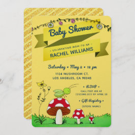 Invitación de Baby Shower amarilla al tema del Pur