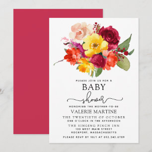 Invitación de Baby Shower amarilla del Naranja ros