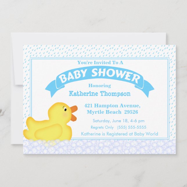 Invitación de Baby Shower amarillenta y dudosa (Anverso)