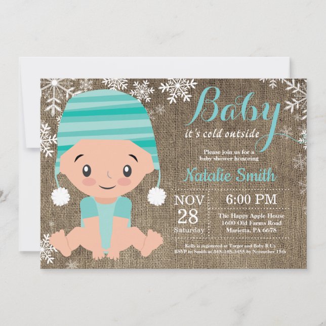 Invitación de Baby Shower Amarillo de Invierno en  (Anverso)