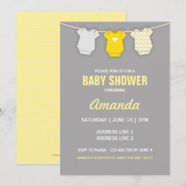 Invitación de Baby Shower amarillo, tema de la lín