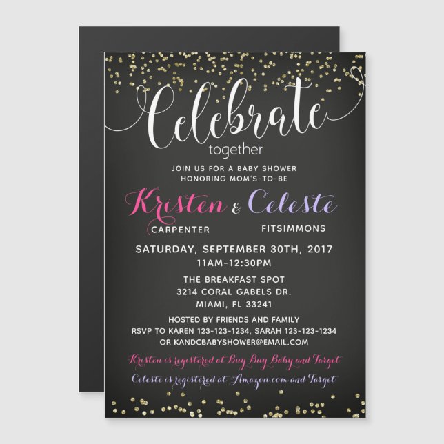 Invitación de Baby Shower, amigos conjuntos combin (Anverso/Reverso)