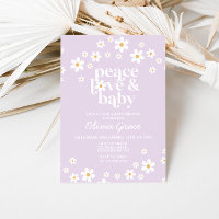 Invitación de Baby Shower Amor Paz Lila Daisy