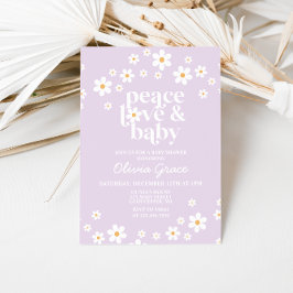 Invitación de Baby Shower Amor Paz Lila Daisy