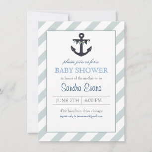 Invitación de Baby Shower Ancla Ahoy Azul
