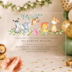Invitación de Baby Shower Animales Dulce Safari