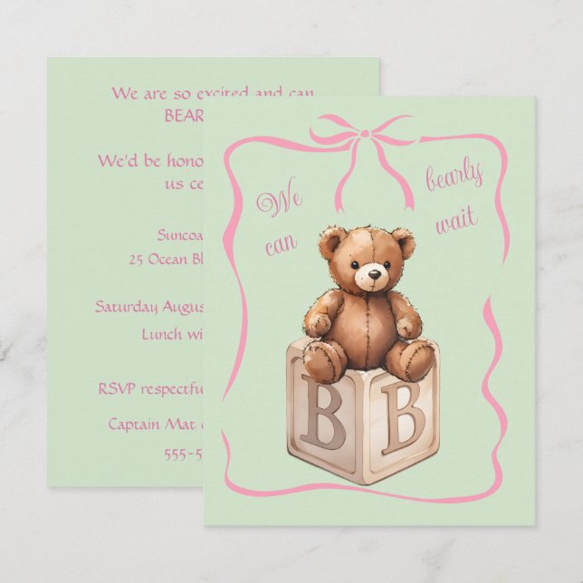 Invitación de Baby Shower 'Apenas Podemos Esperar' (Anverso / Reverso)