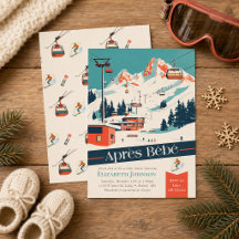 Invitación de Baby Shower Après Bébé Retro Ski