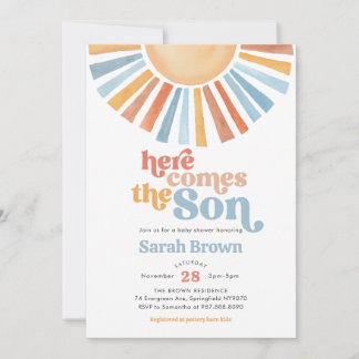 Invitación de Baby Shower Aquí Viene el Sol Bebé S