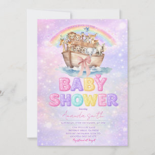 Invitación de Baby Shower Arca de Noé Arcoíris Pas