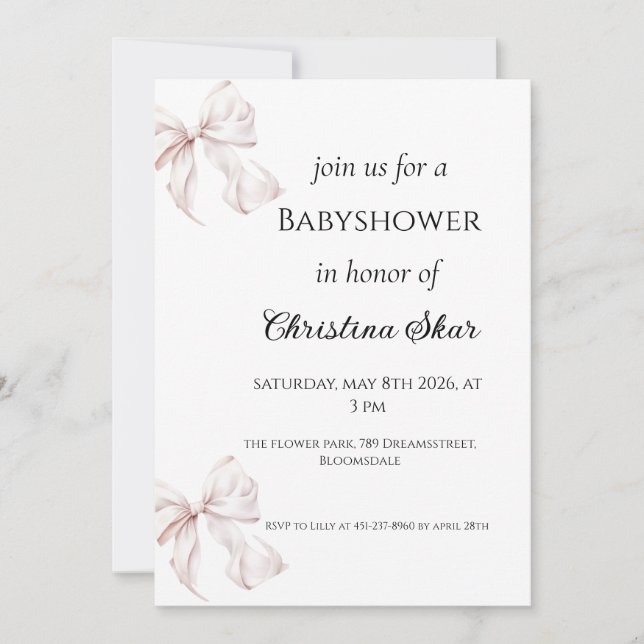 Invitación de baby shower arco (Anverso)