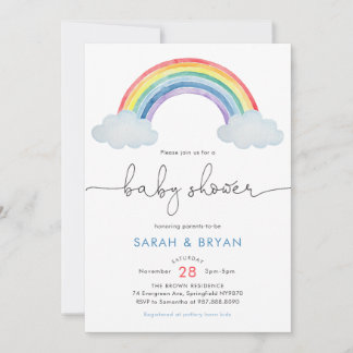 Invitación de Baby Shower Arcoíris