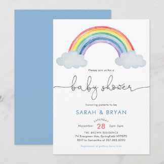 Invitación de Baby Shower Arcoíris