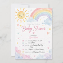 Invitación de baby shower arcoíris acuarela