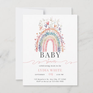 Invitación de Baby Shower Arcoíris Boho Baby Showe