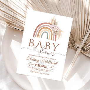 Invitación de Baby Shower Arcoíris con Hierba de P