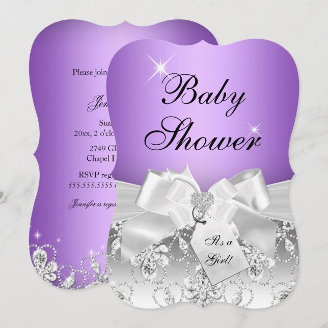 Invitación de baby shower arcoíris de diamantes bo (Anverso / Reverso)