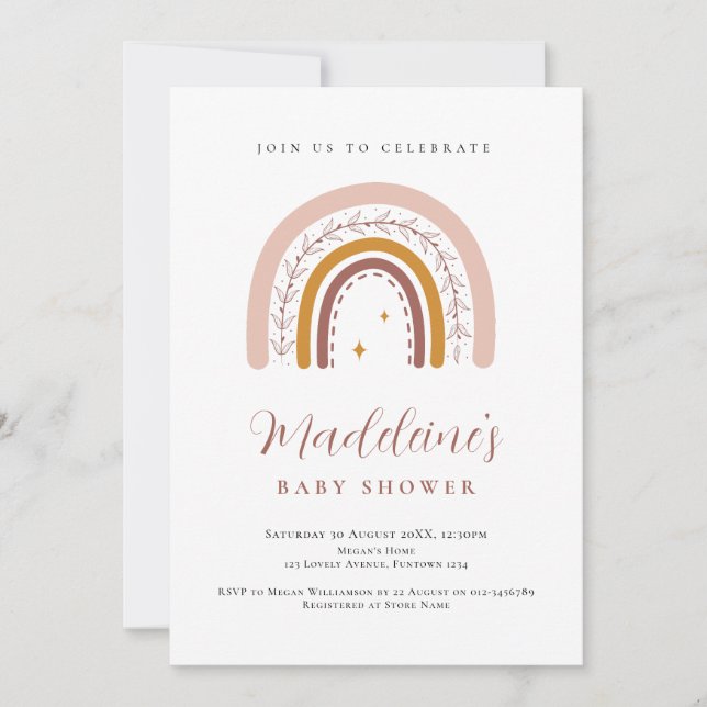 invitación de baby shower arcoíris neutra en cuant (Anverso)