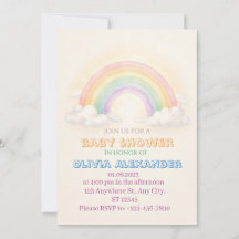 Invitación de Baby Shower Arcoíris Pastel | Capric